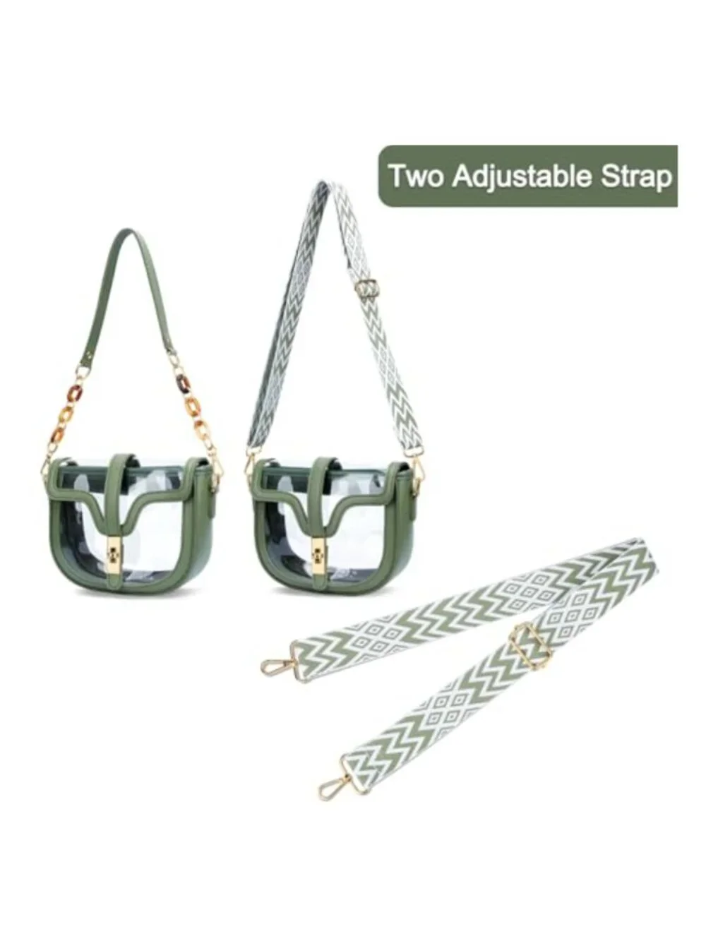 Clear PVC Crossbody Purse Stadium Approved Vegan Leather